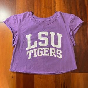 “LSU TIGERS” purple crop top